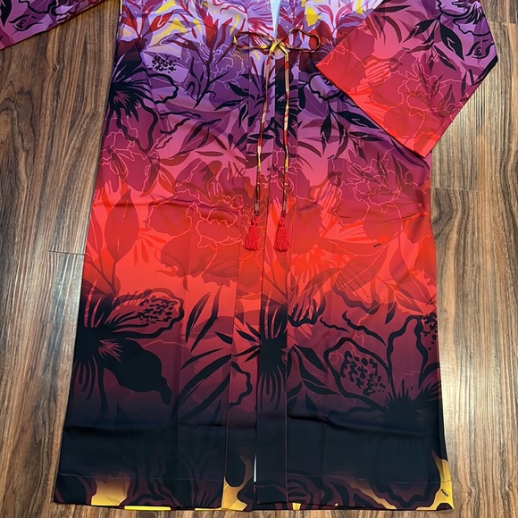 Fuzzi Long Gradient Print Satin Kimono - Picture 7 of 16
